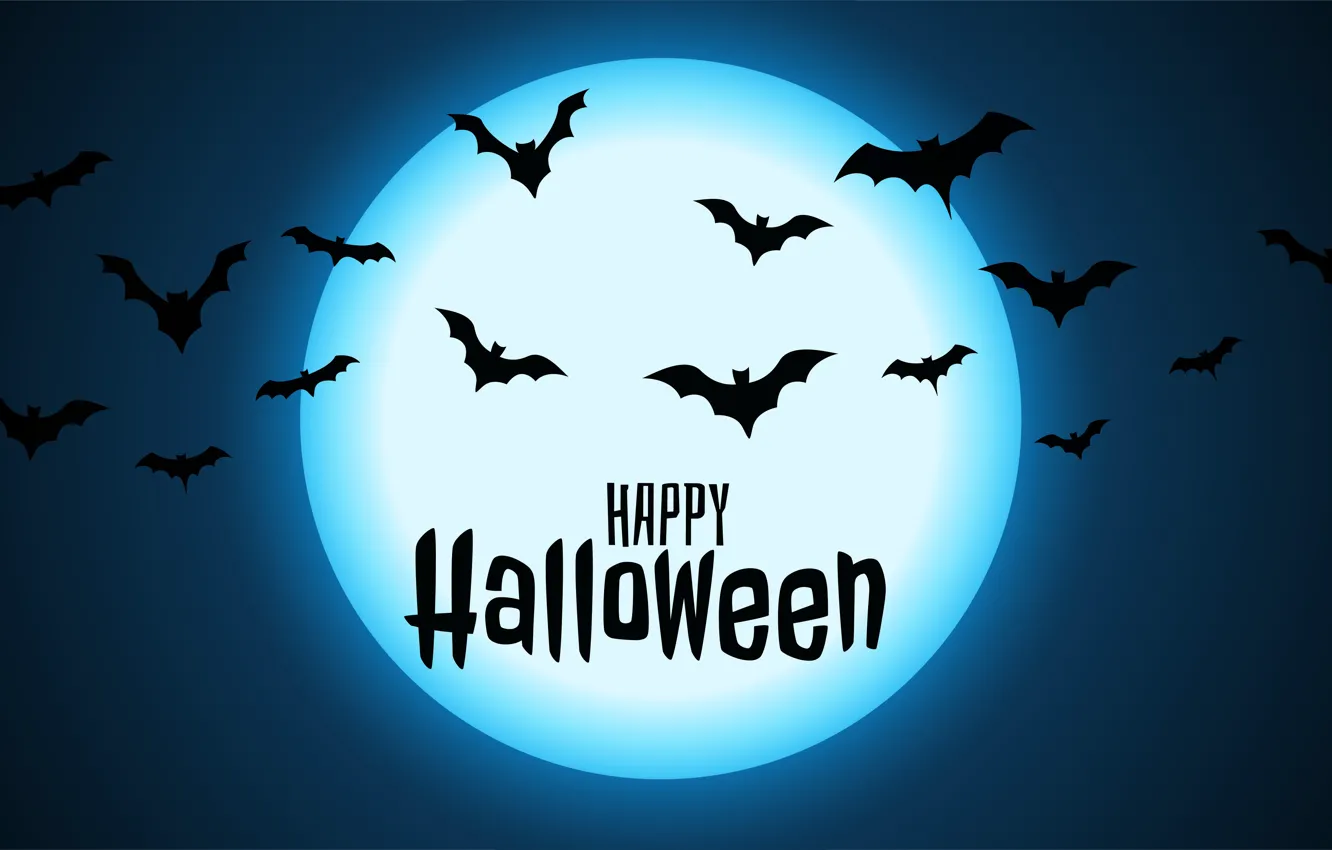 Photo wallpaper night, the moon, Halloween, Halloween, bats, Happy Halloween