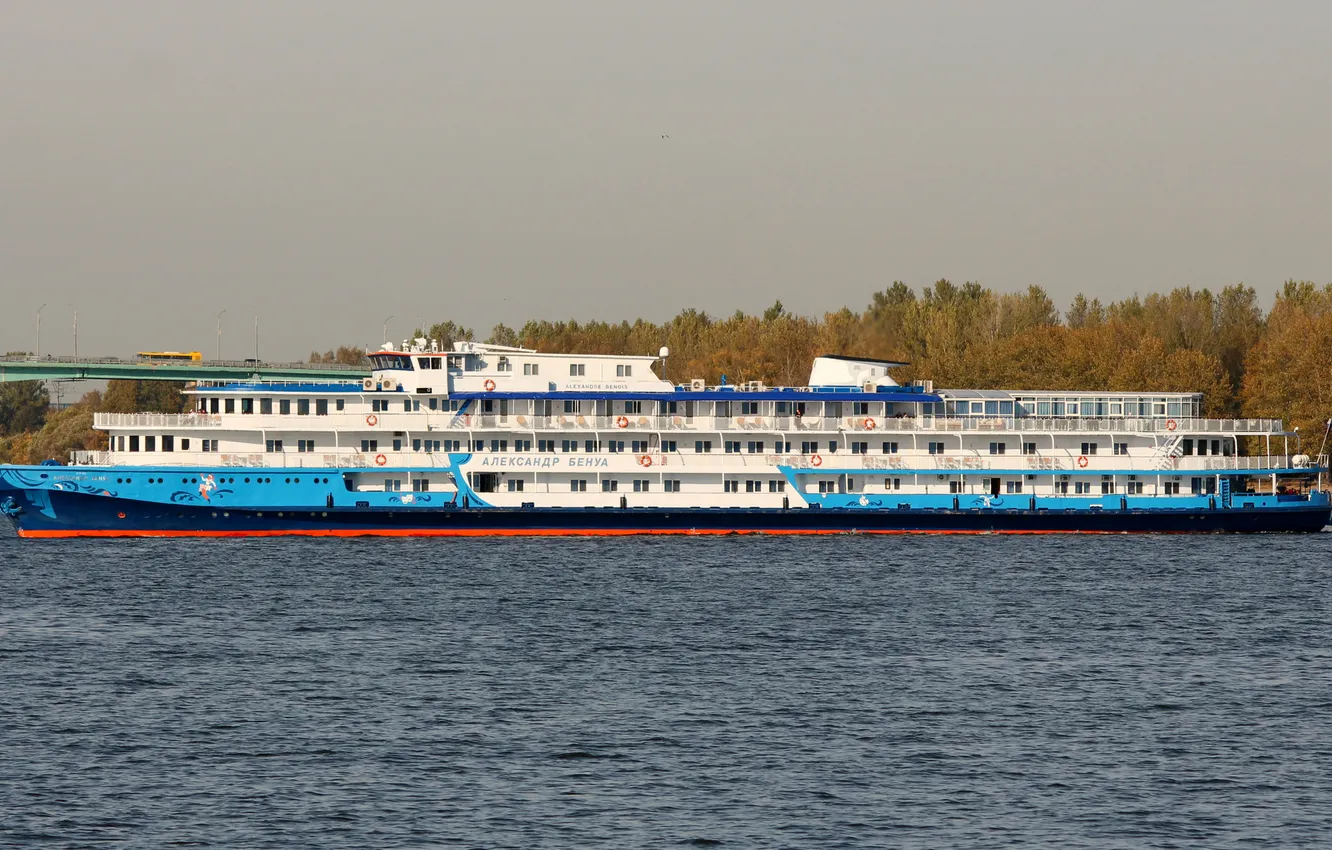 Photo wallpaper autumn, cruise liner, river
