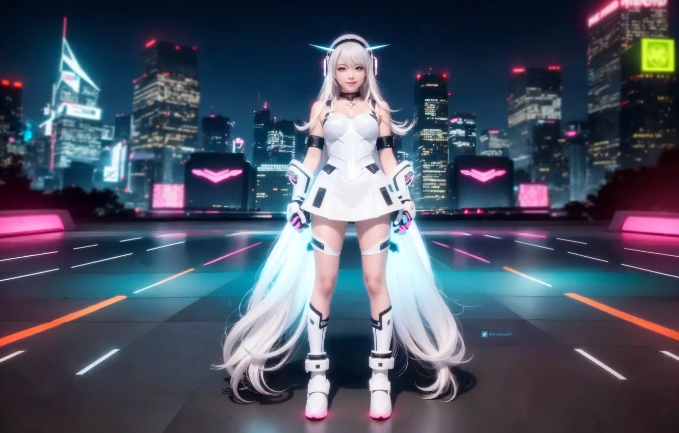 Photo wallpaper girl, ai art, Cyberpunk Girl