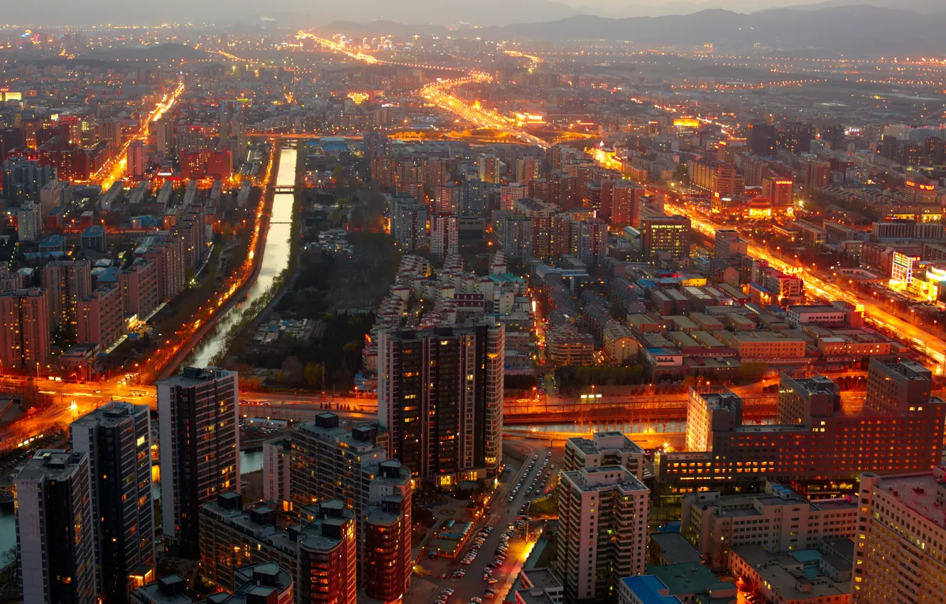 Photo wallpaper lights, lights, China, building, China, Beijing, buildings, Beijing