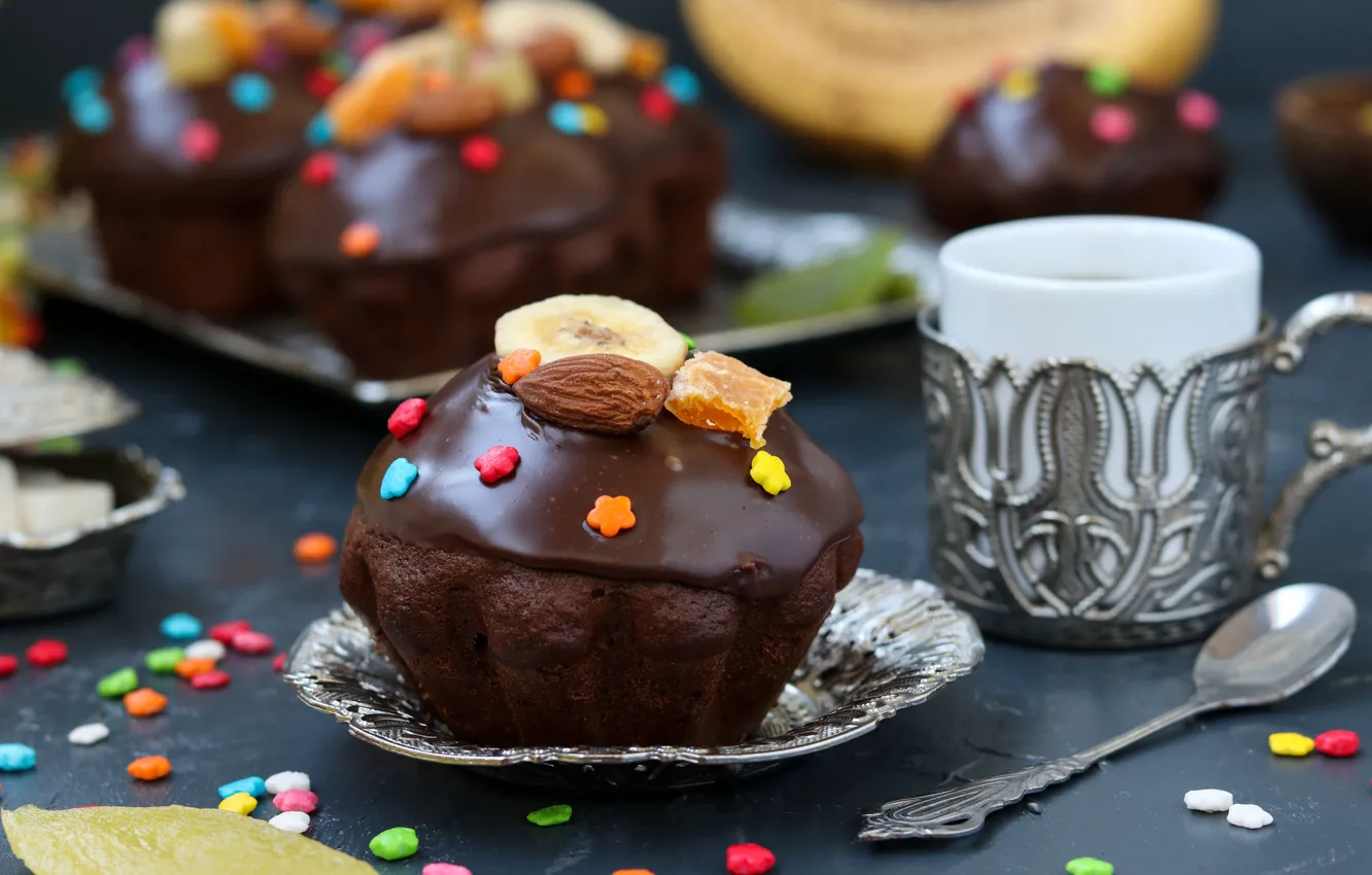 Photo wallpaper decoration, chocolate, cake, chocolate, cupcakes