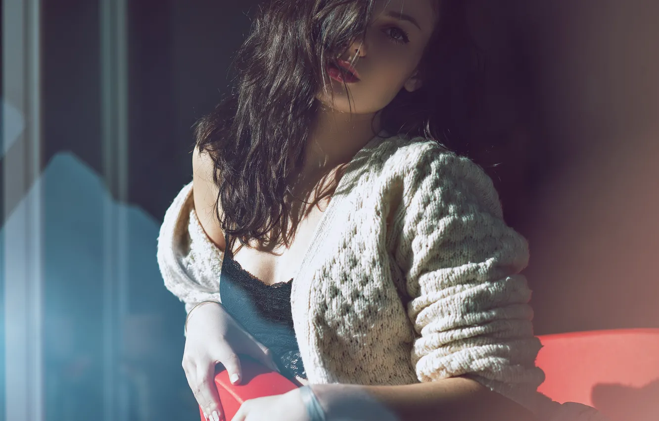 Photo wallpaper look, girl, brunette