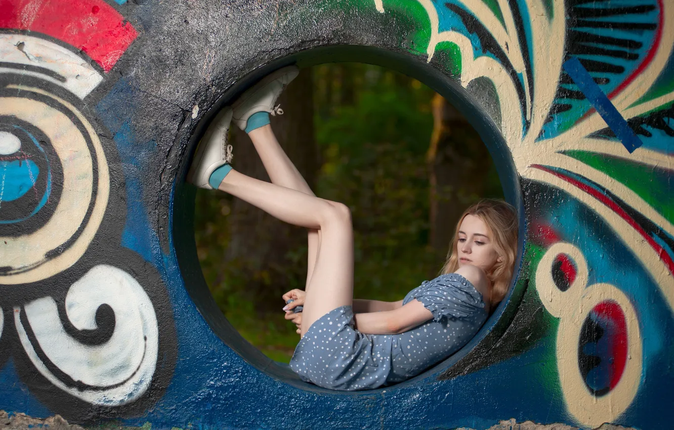 Photo wallpaper girl, sexy, Wallpaper, sweetheart, model, bright, sneakers, makeup