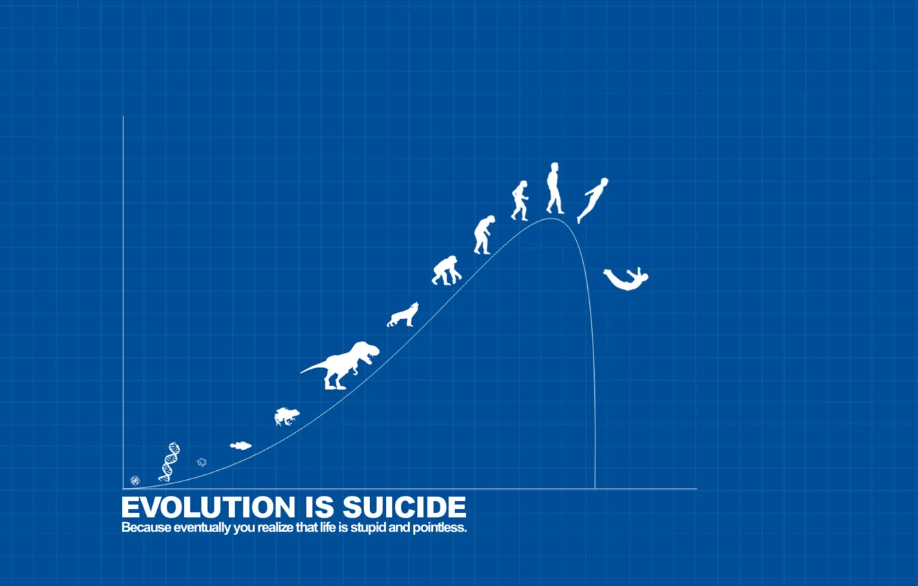 Photo wallpaper the inscription, evolution of suicide, evolution is suicide