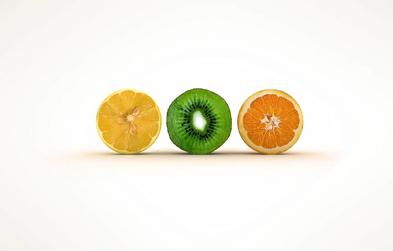 Photo wallpaper lemon, orange, kiwi, the cut