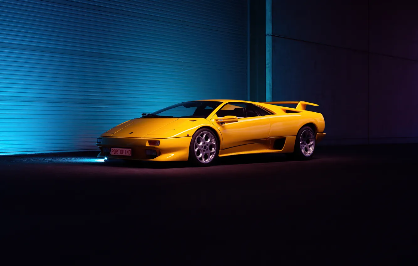 Photo wallpaper Lamborghini, yellow, Diablo, Lamborghini Diablo VT 6.0
