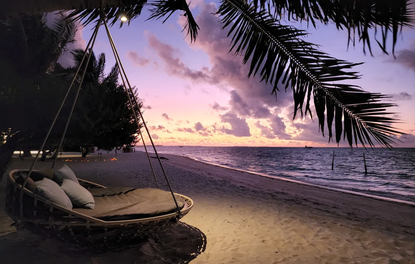 Photo wallpaper beach, sky, Maldives