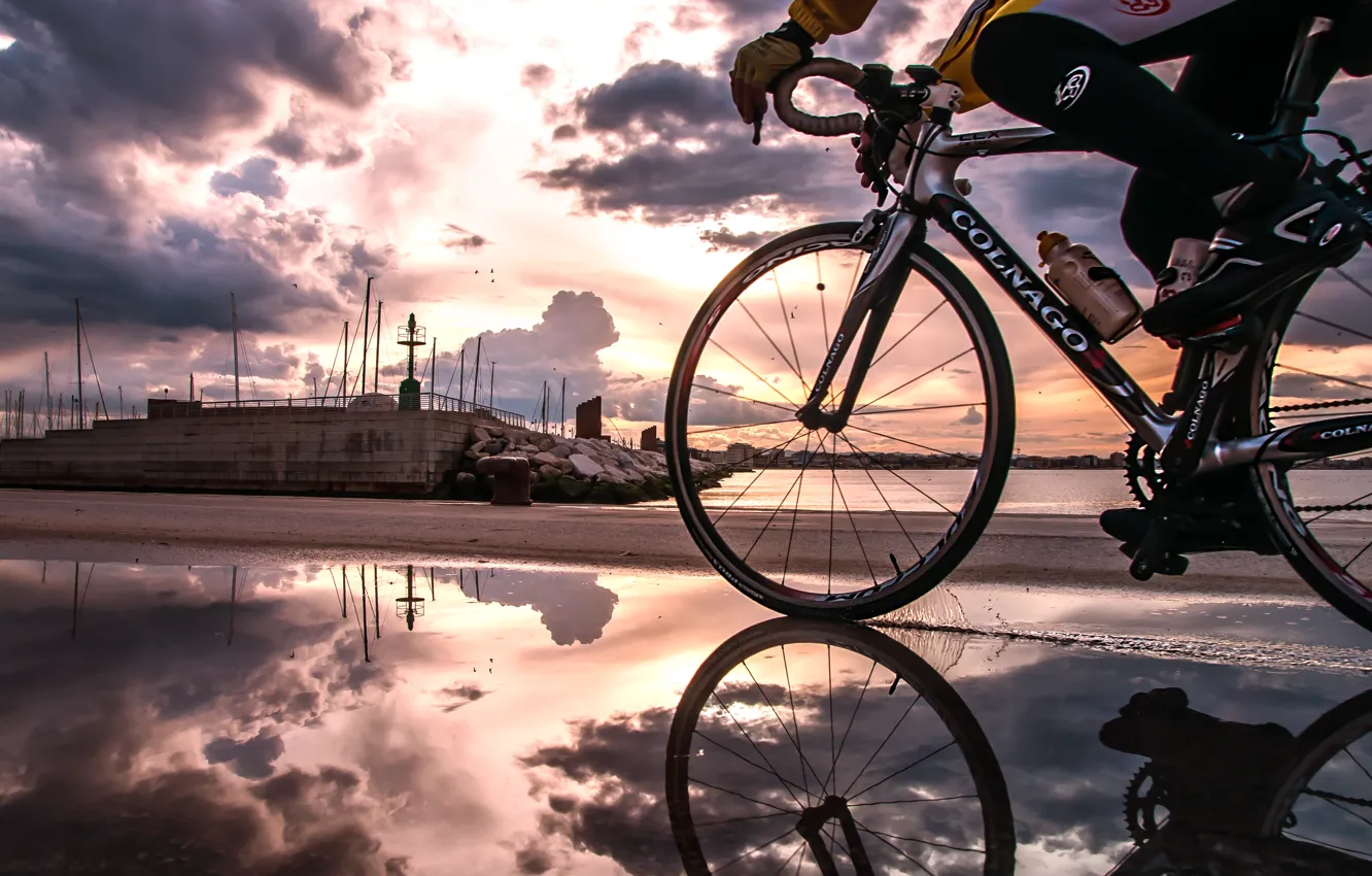 Photo wallpaper bike, the ocean, promenade, colnago, velosipedist