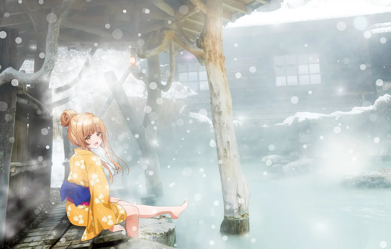 Photo wallpaper girl, snow, home, hot springs, Otonari no Tenshi-sama ni Itsunomanika Dame Ningen, Mahiru Shiina