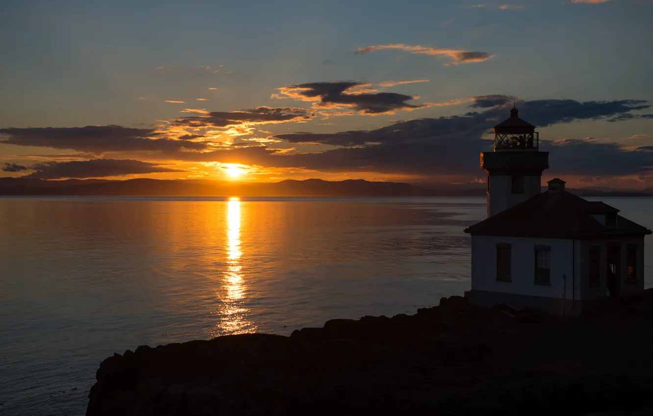Photo wallpaper sunset, coast, San Juan, San Juan Island, Washington state