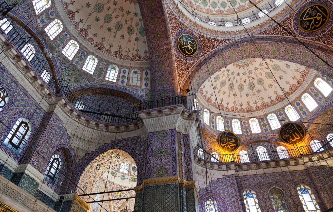 Photo wallpaper pattern, arch, columns, architecture, the dome, religion, Istanbul, New mosque