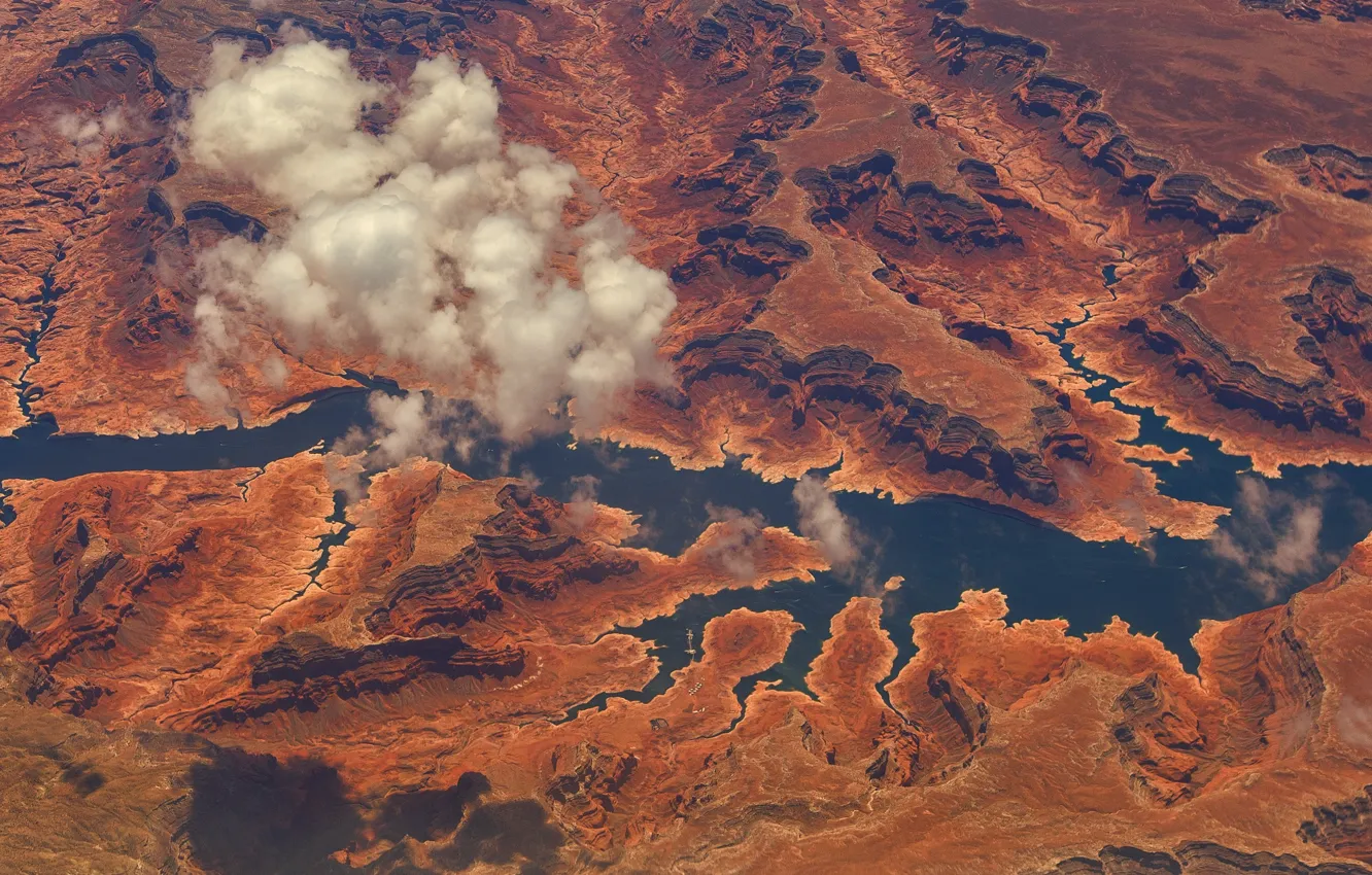 Photo wallpaper the sky, clouds, earth, texture, the view from the top