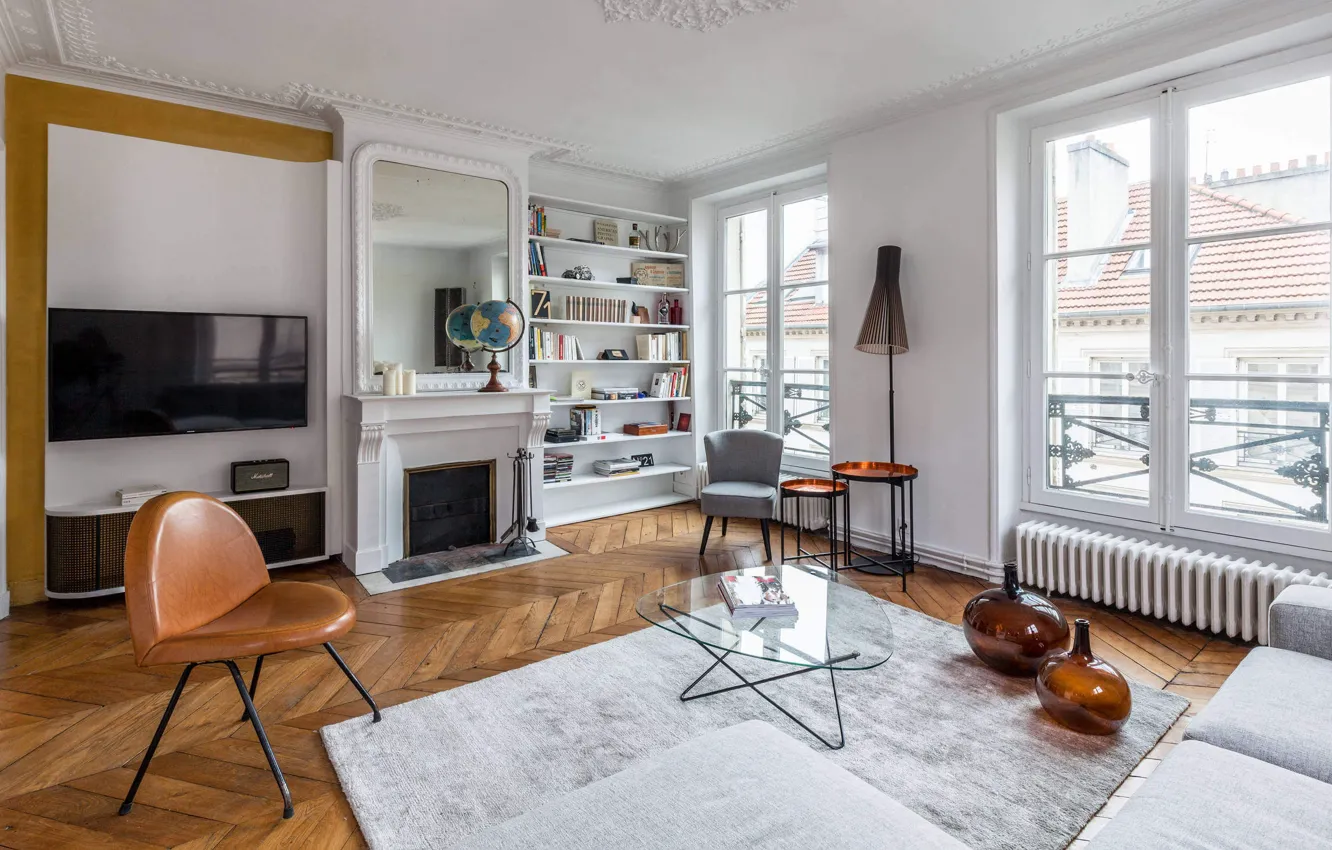 Photo wallpaper design, style, room, France, interior, fireplace, France, living room