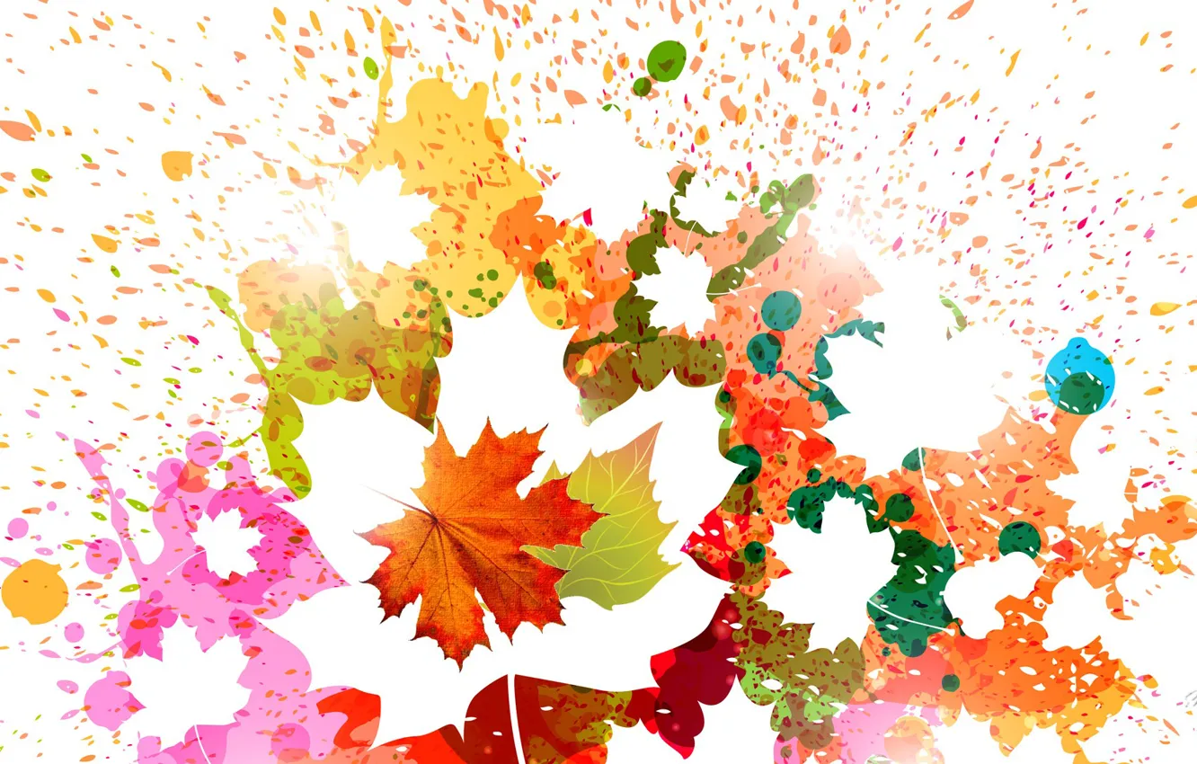 Photo wallpaper autumn, leaves, squirt, background, paint, silhouette