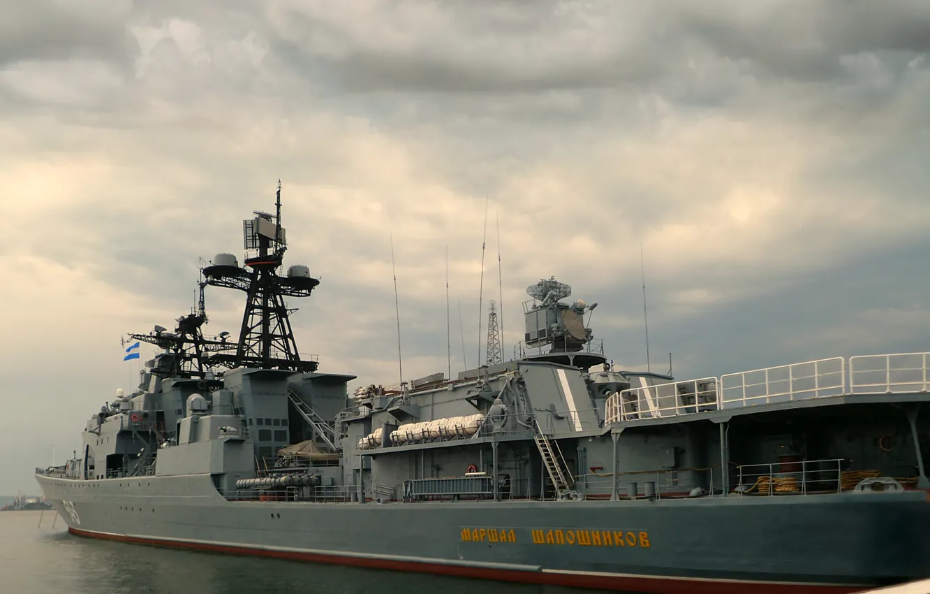 Photo wallpaper pier, frigate, Vladivostok, Marshal Shaposhnikov