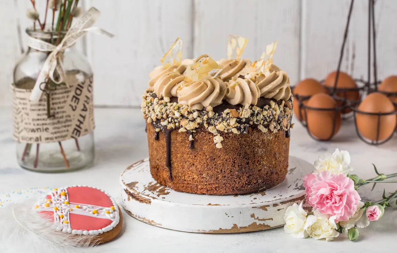 Photo wallpaper flowers, holiday, Easter, cake, cakes, clove