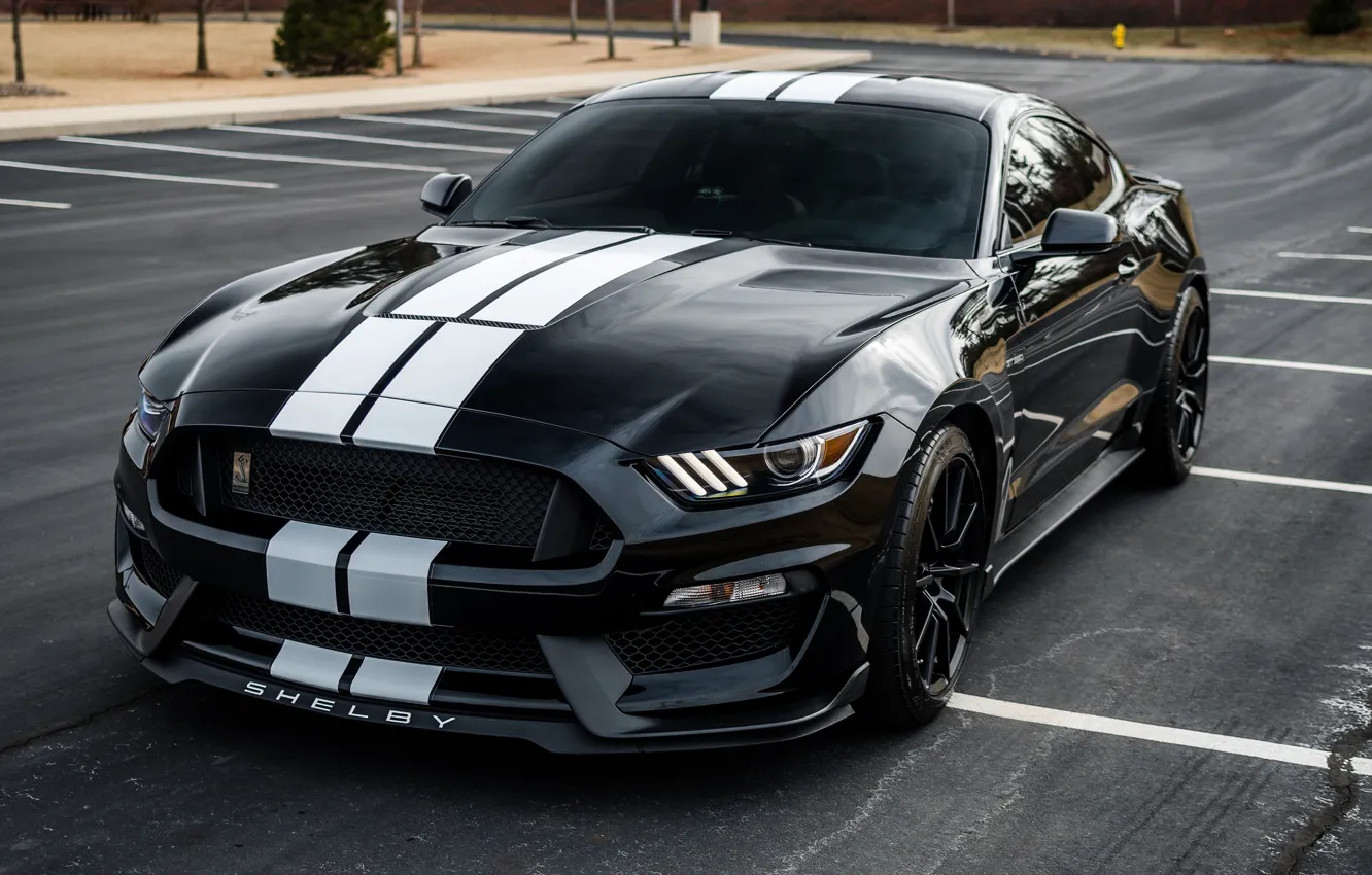 Photo wallpaper white, shelby, black, stripes, 350