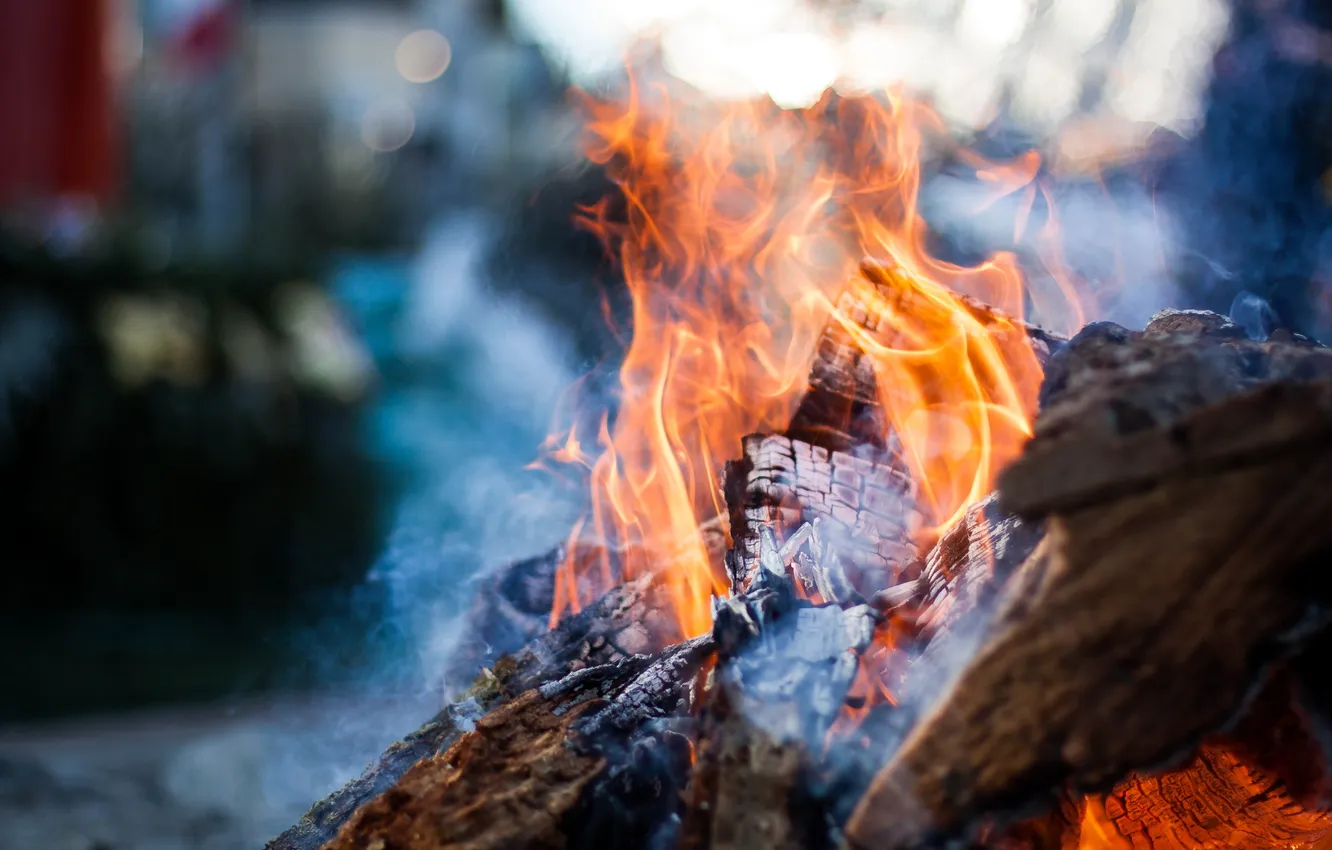 Photo wallpaper lights, the fire, wood
