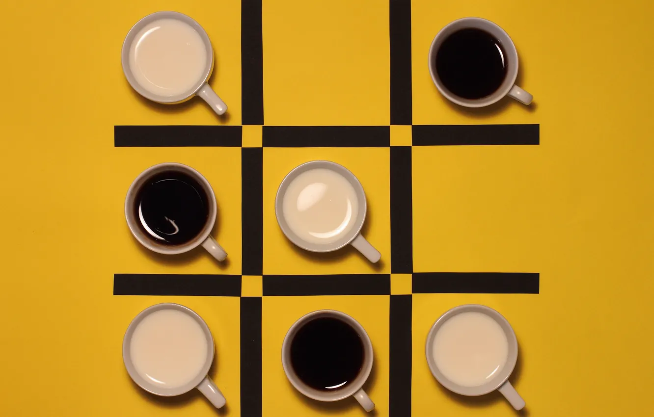 Photo wallpaper black, coffee, Cup, TIC TAC toe, milk