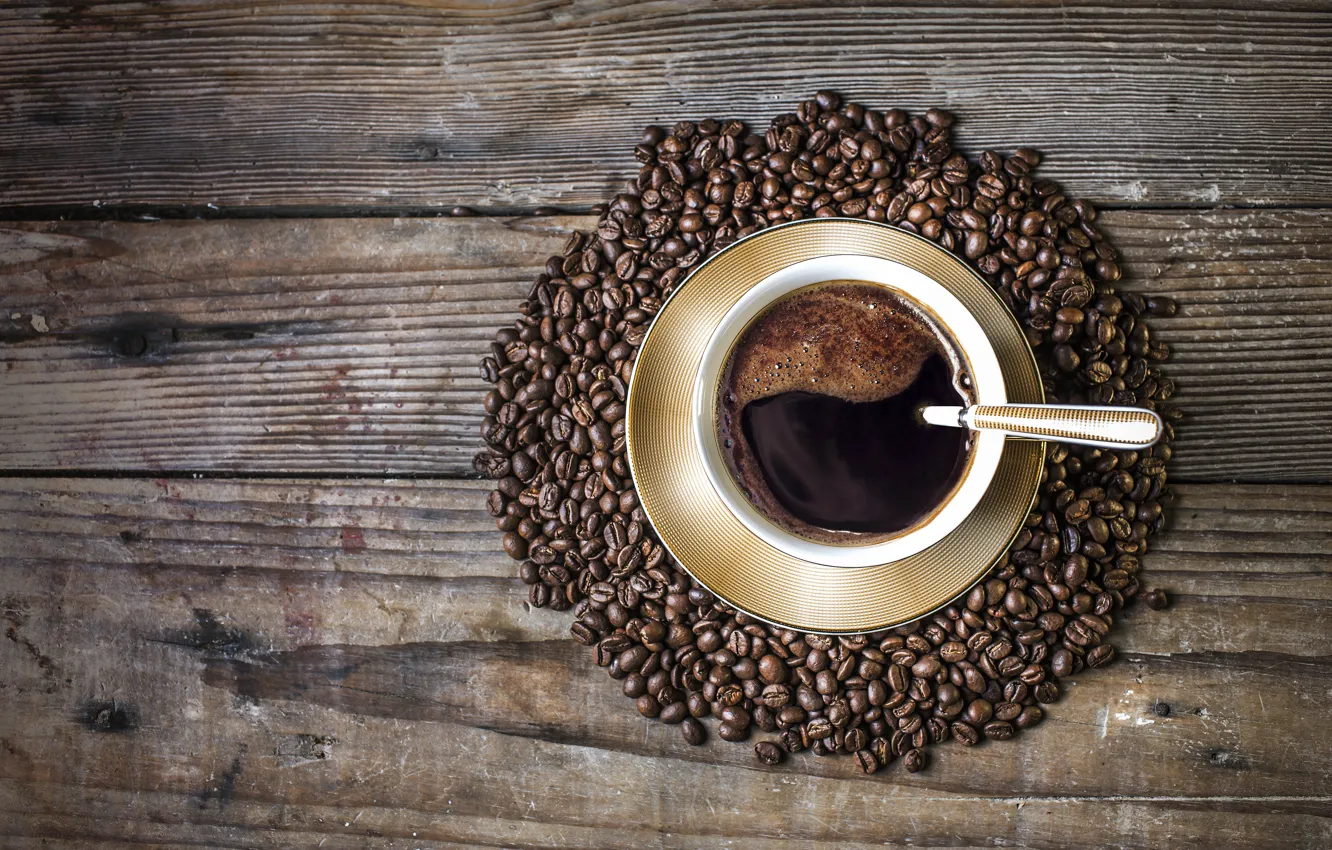 Photo wallpaper coffee, coffee beans, a Cup of coffee