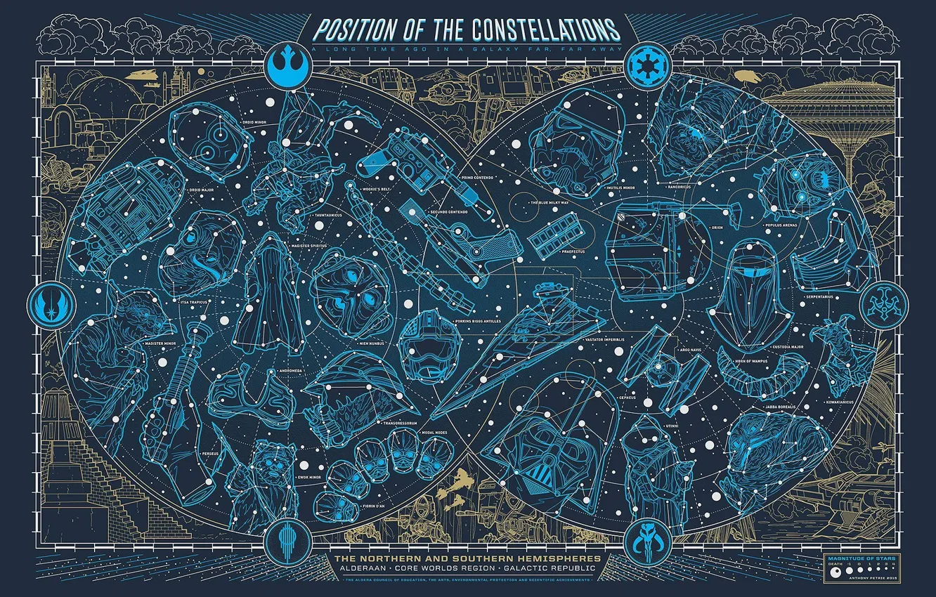 Photo wallpaper map, Star Wars, constellation, Star Wars