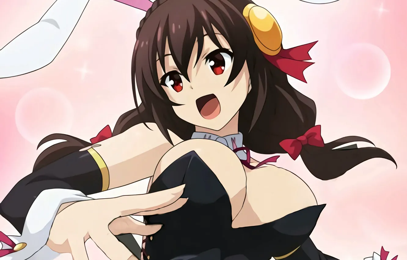 Photo wallpaper girl, sexy, cleavage, long hair, boobs, anime, beautiful, pretty