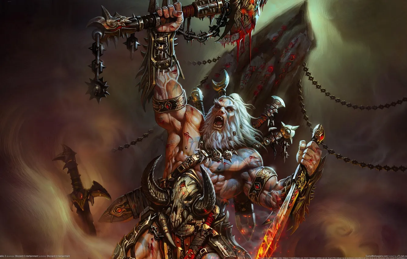 Photo wallpaper sword, the old man, Diablo 3, barbarian