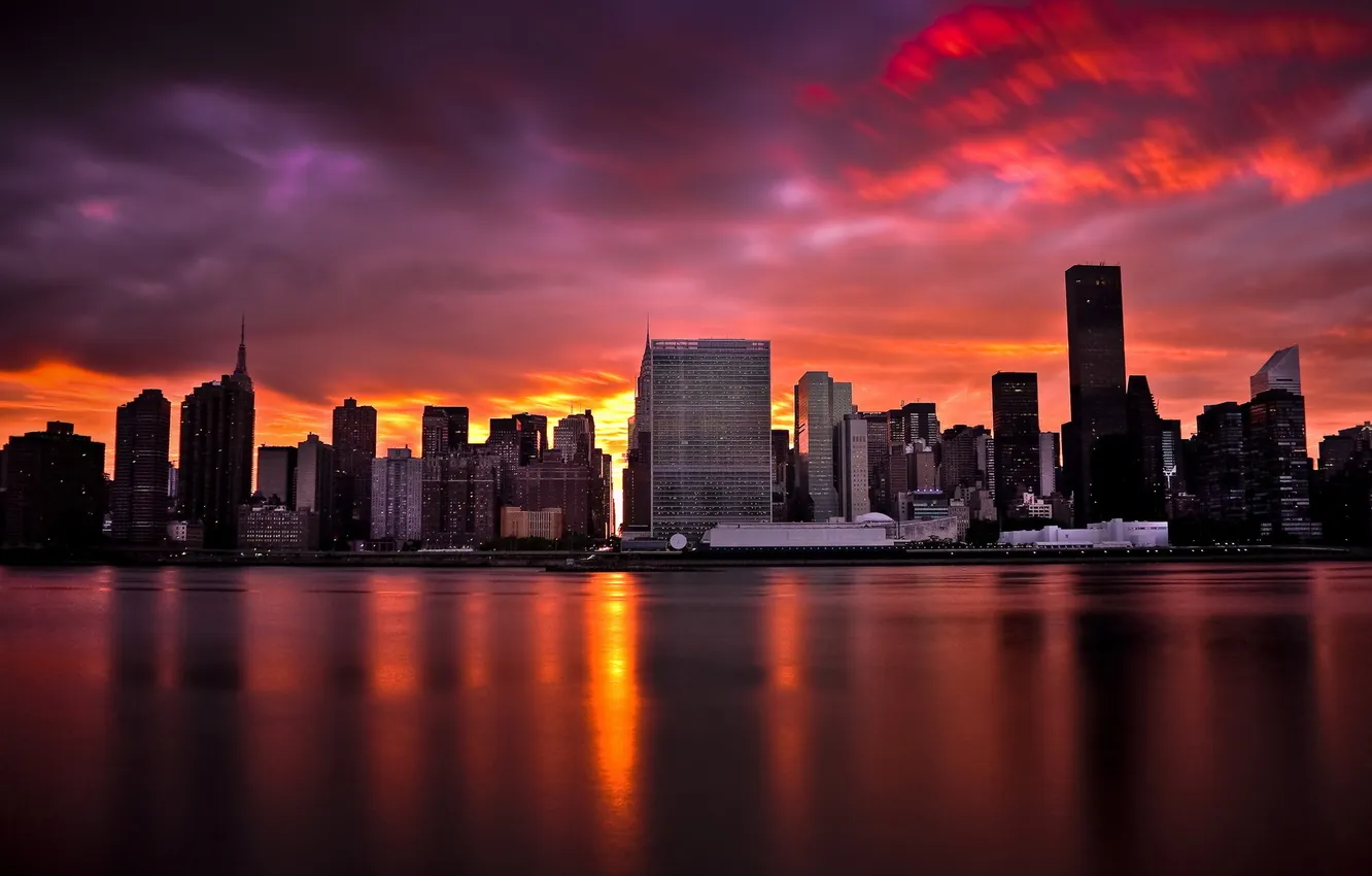 Photo wallpaper sunset, Manhattan, New York City