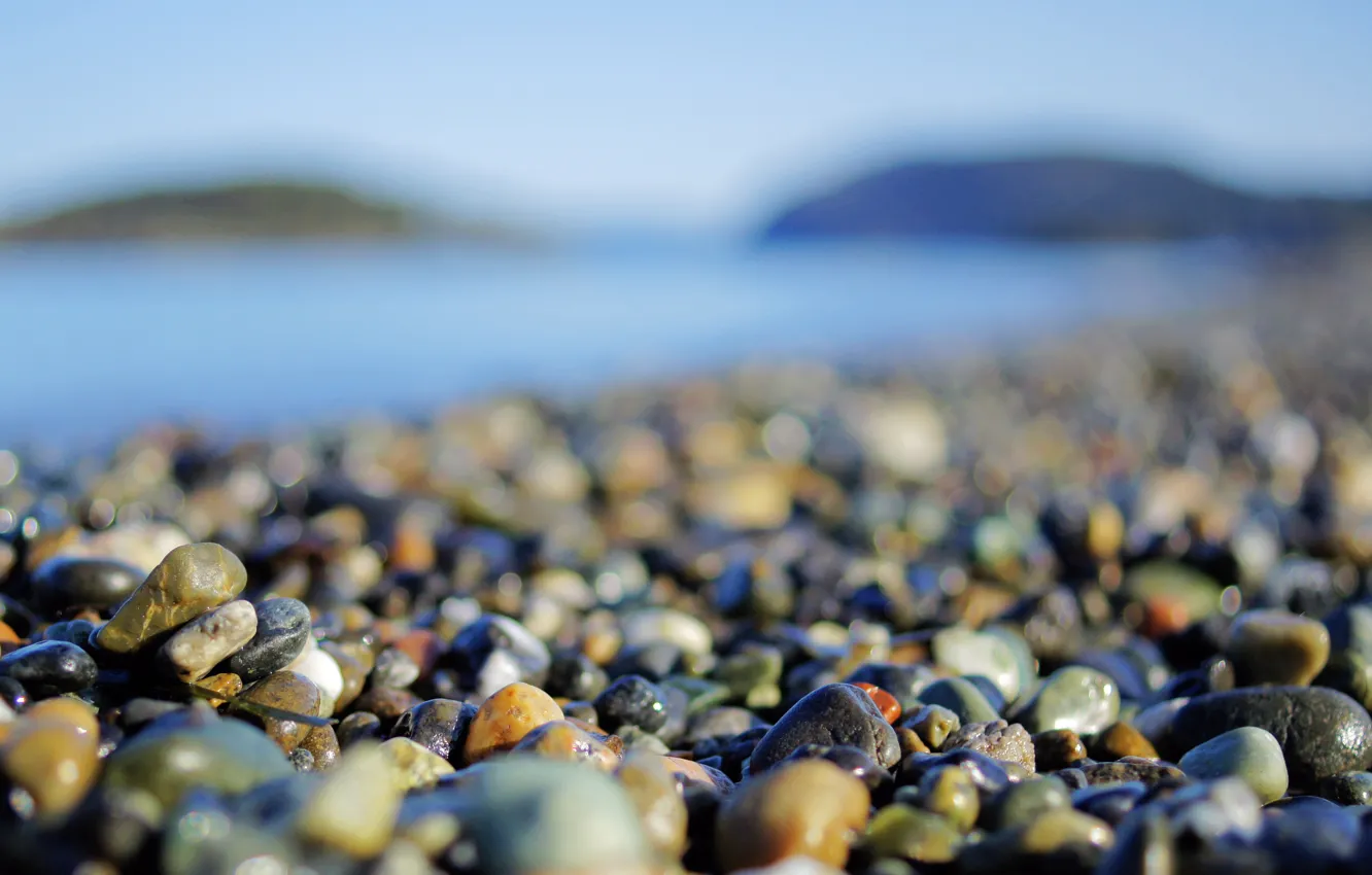 Photo wallpaper beach, macro, pebbles, stones, photo, shore, wallpapers