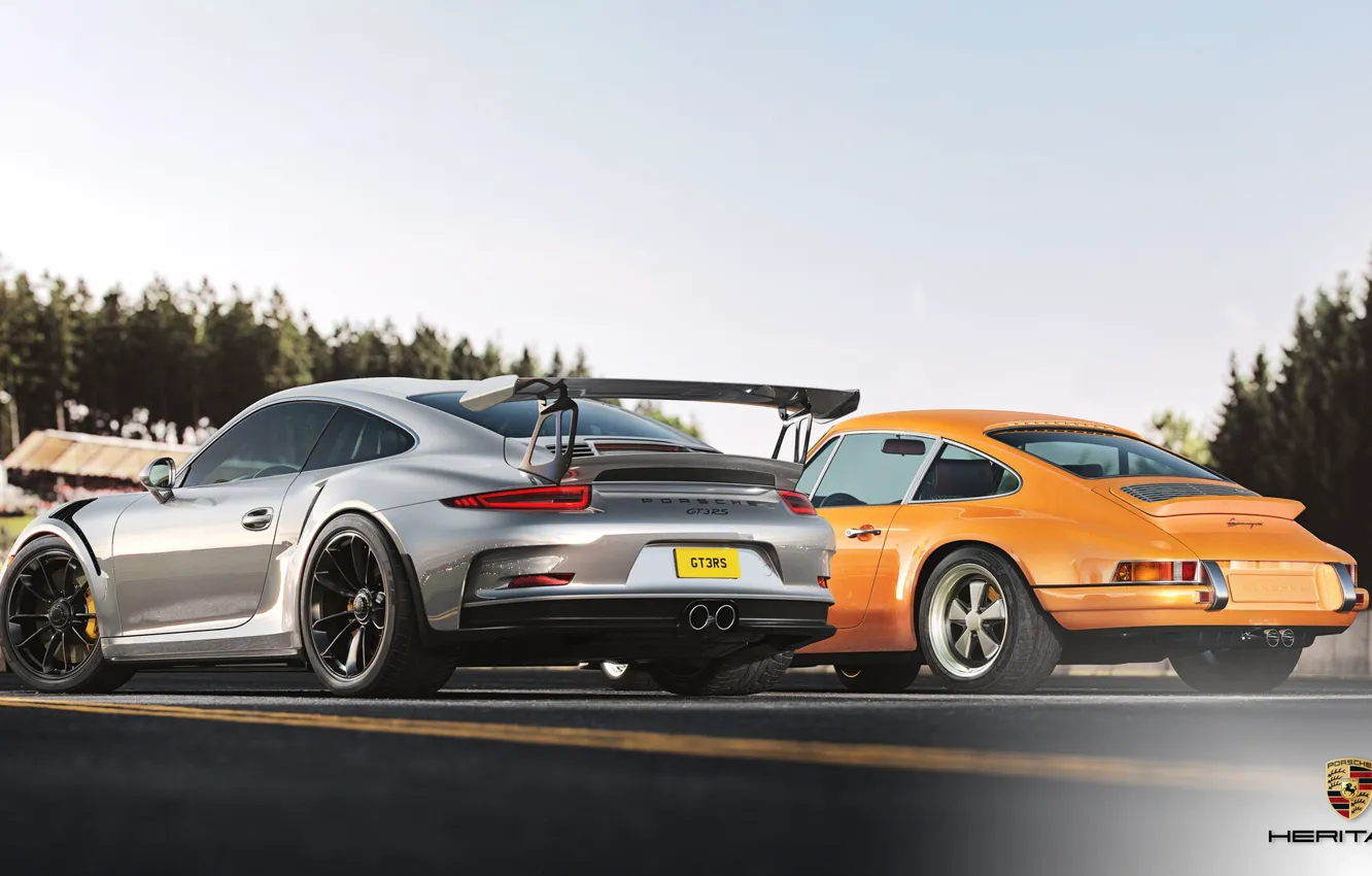 Photo wallpaper Auto, Porsche, Machine, Machine, Rendering, Sports car, Heritage, Porsche 911 GT3 RS