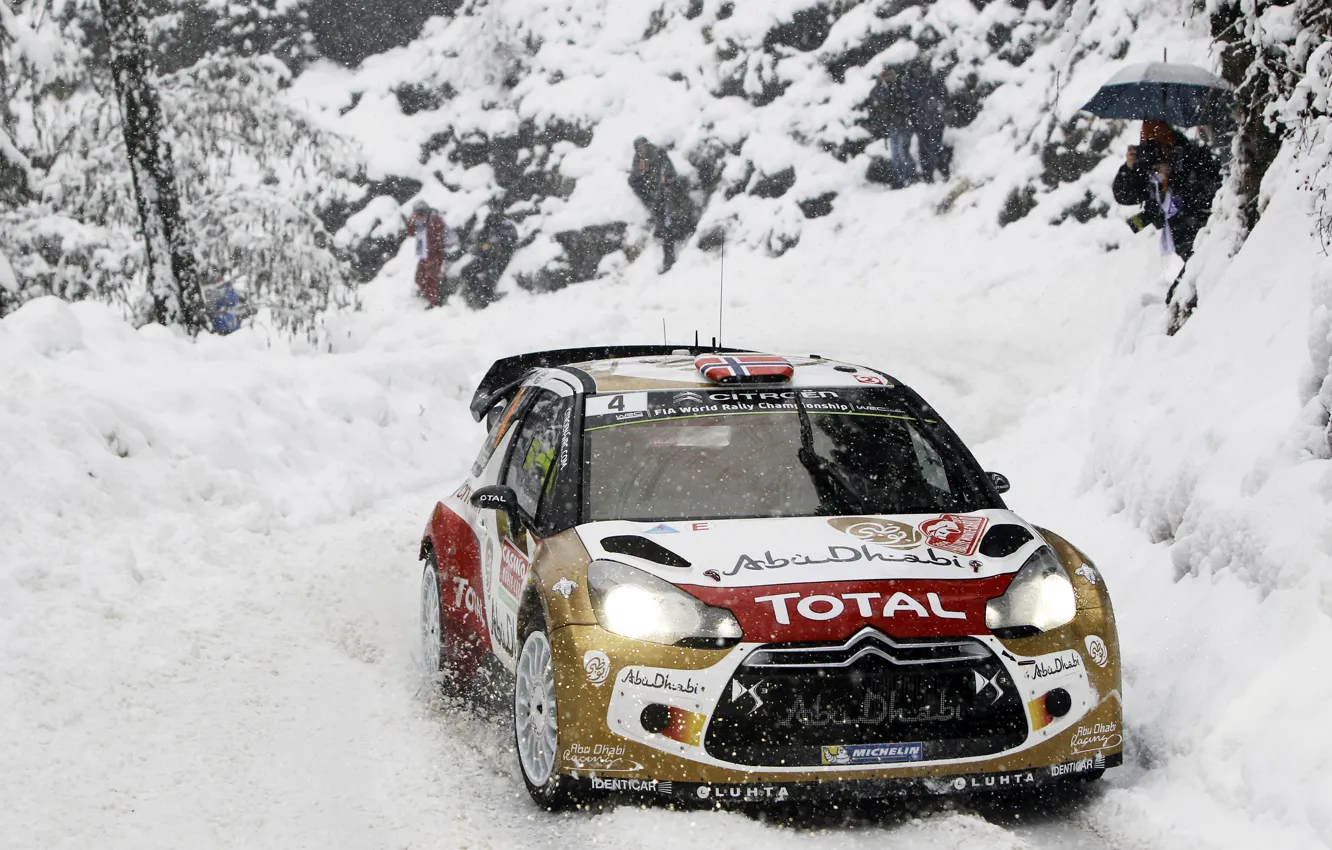 Photo wallpaper Snow, Citroen, Citroen, DS3, WRC, Snow, Rally, Rally
