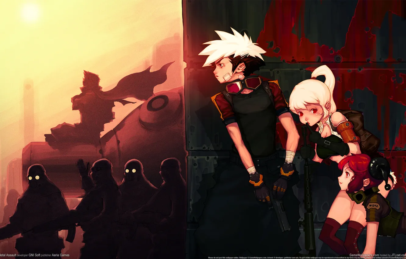 Photo wallpaper metal, girl, boy, Assault