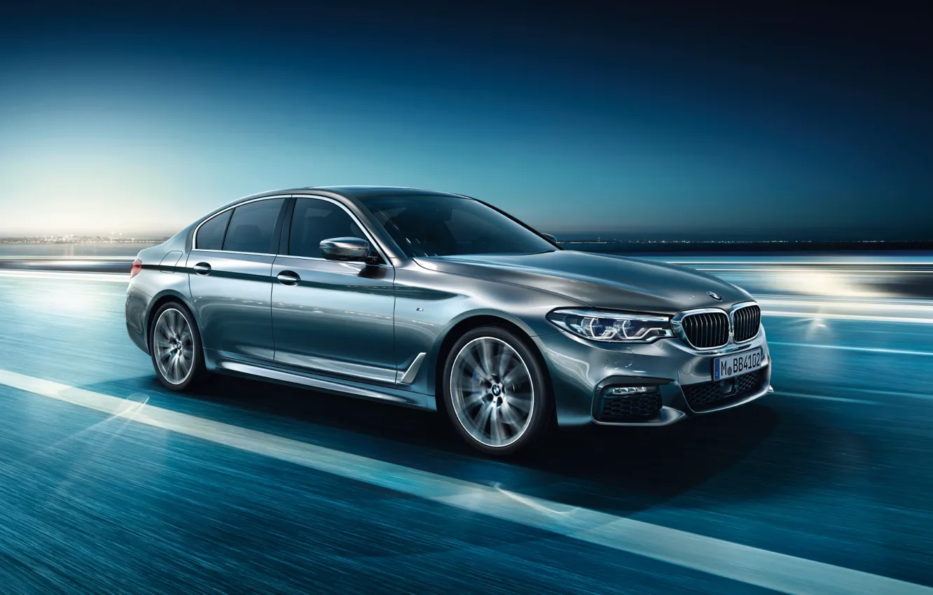 Photo wallpaper BMW, 5 Series, Silver