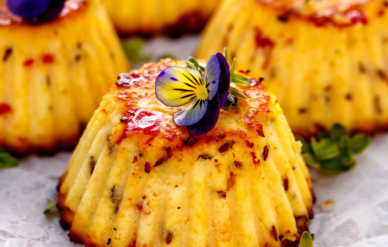 Photo wallpaper decoration, flowers, food, cakes, sweet, cupcakes