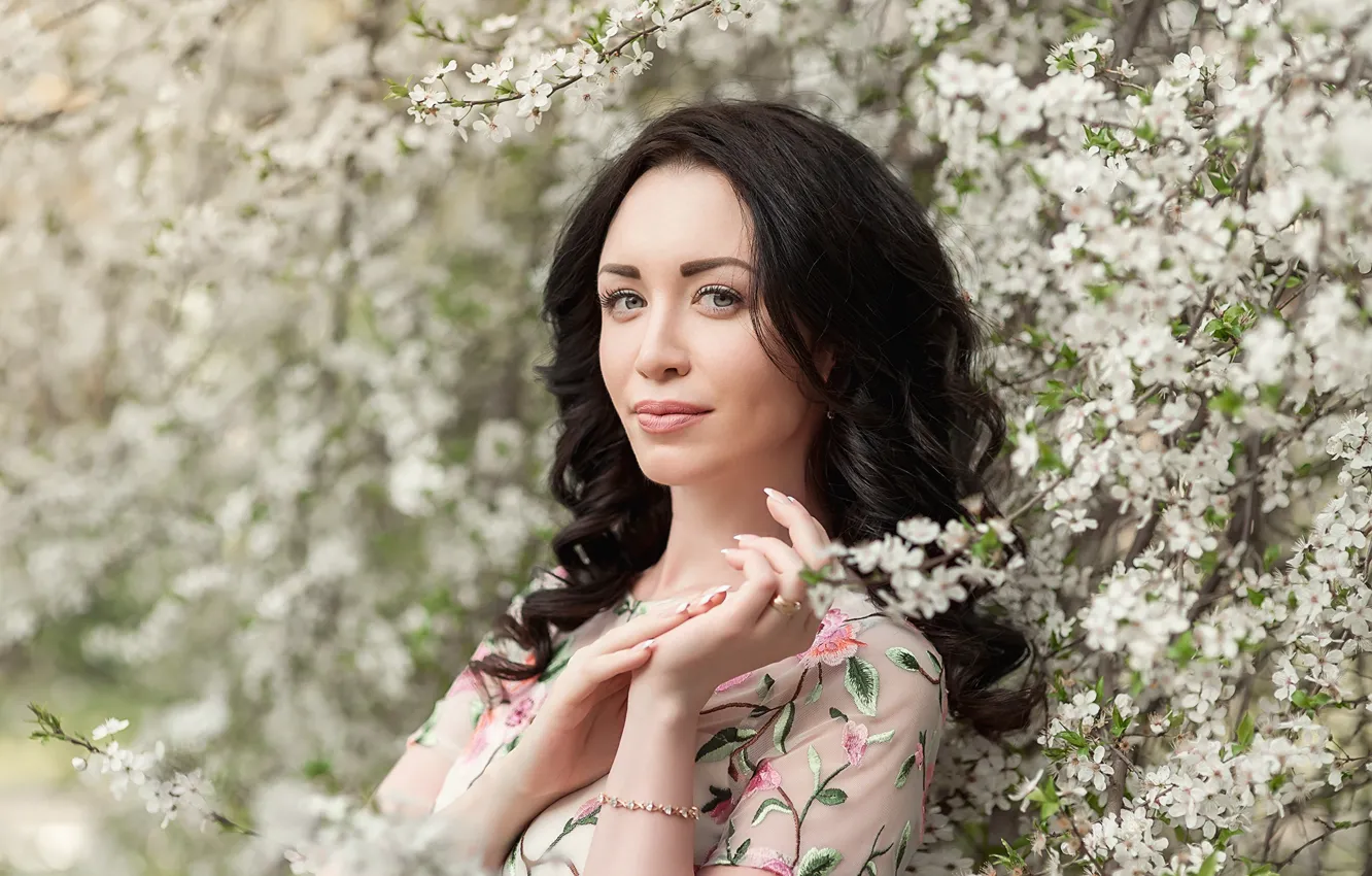 Photo wallpaper sexy, model, pretty, brunette, pose, A Diakov George