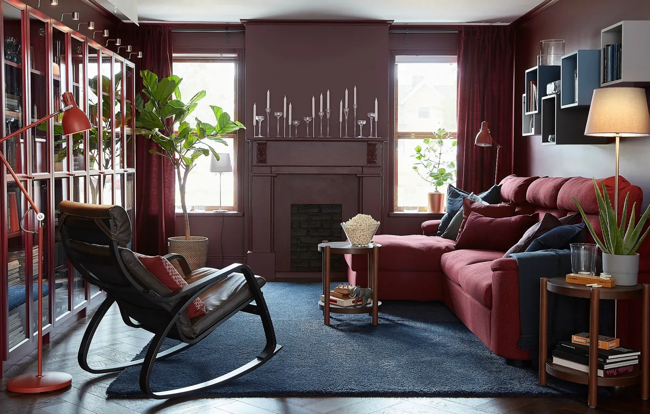 Photo wallpaper design, style, room, interior, living room, small living room, IKEA, IKEA idea decor
