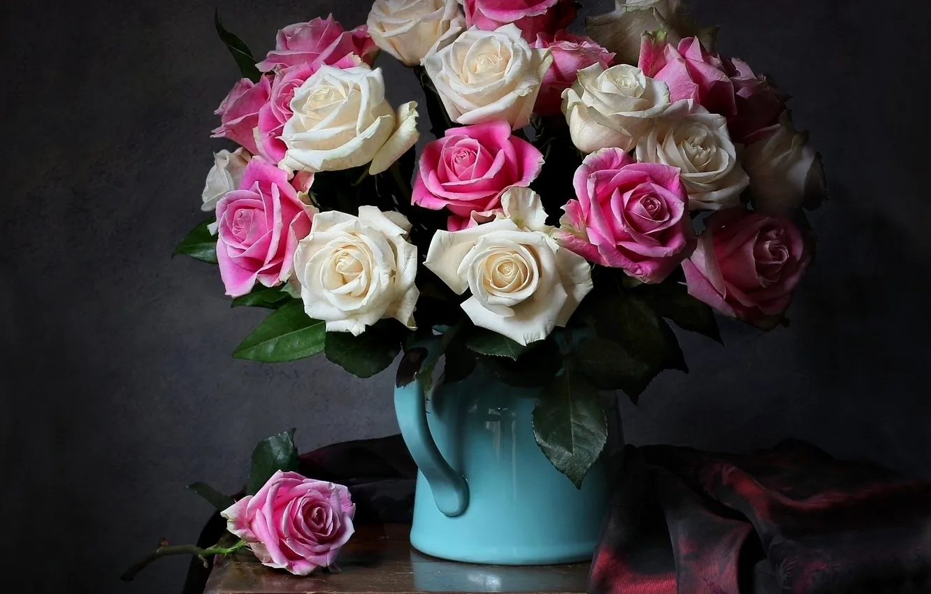 Photo wallpaper background, roses, bouquet