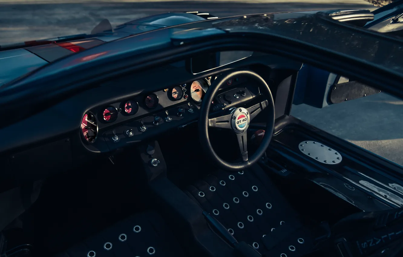 Photo wallpaper Ford, dashboard, car interior, GT, Ruffian GT40