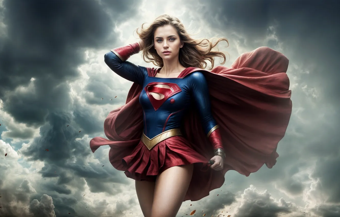 Photo wallpaper girl, DC Comics, Supergirl, the image is generated by AI