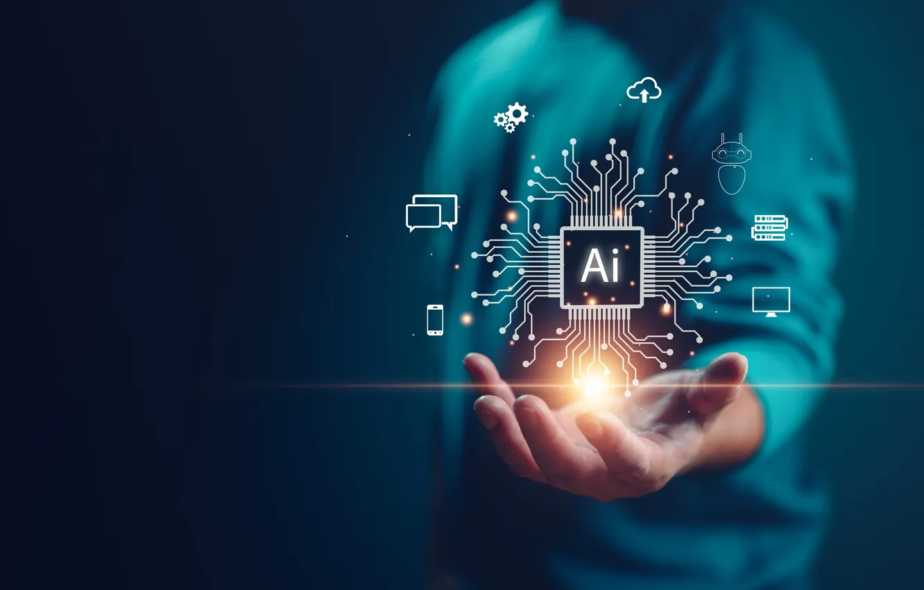 Photo wallpaper concept, robot, internet, digital, computer, tech, new, screen