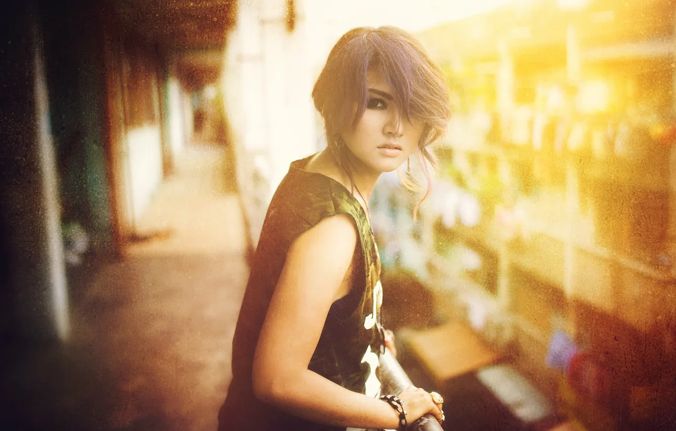 Photo wallpaper look, girl, background