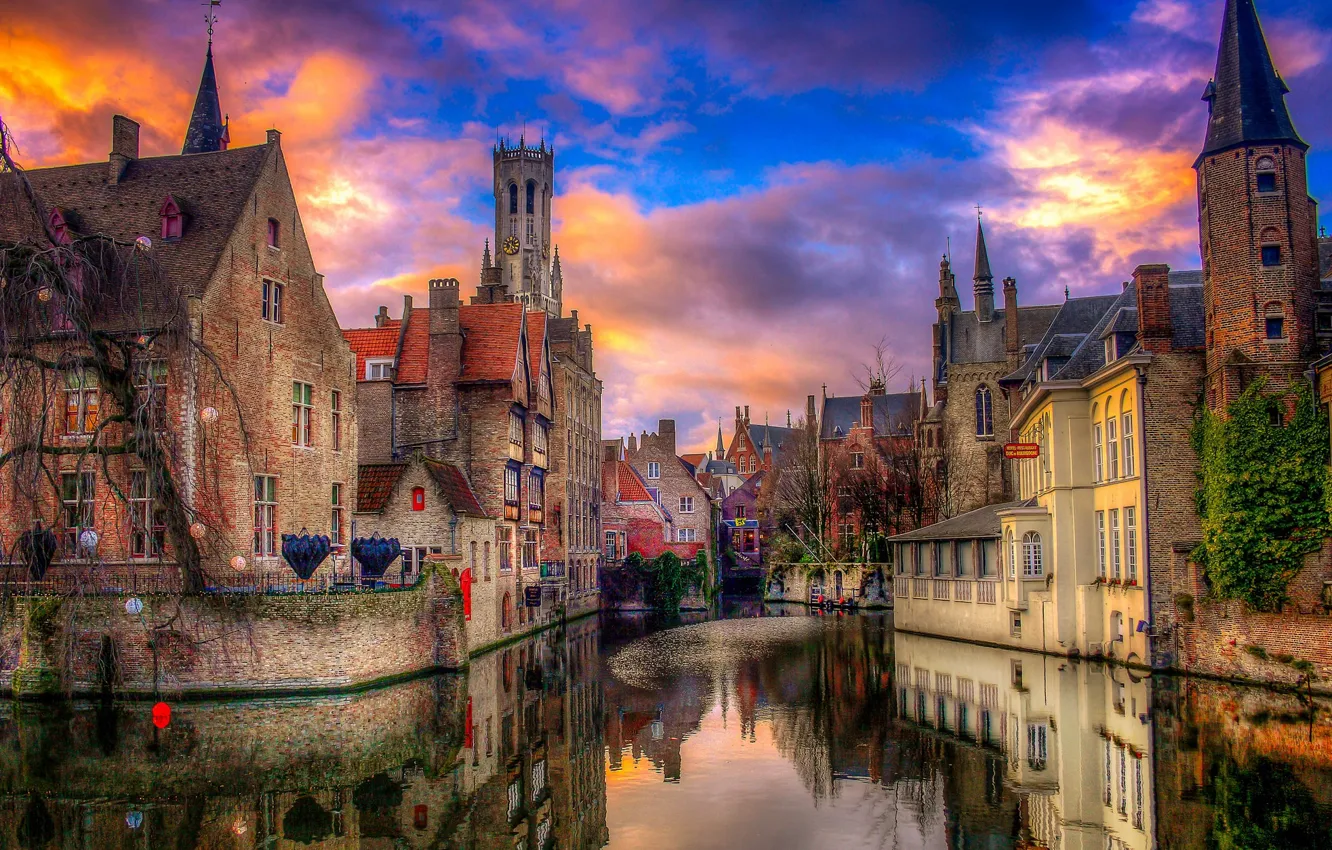 Photo wallpaper the evening, Belgium, Brugge