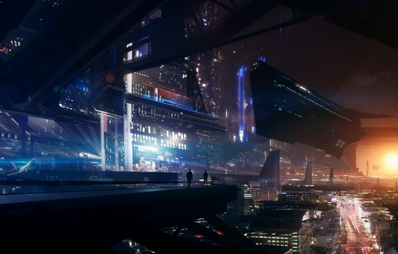 Photo wallpaper sci-fi, shuttle, Cyberpunk