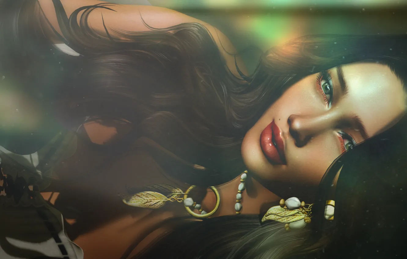 Photo wallpaper girl, decoration, hair, brunette