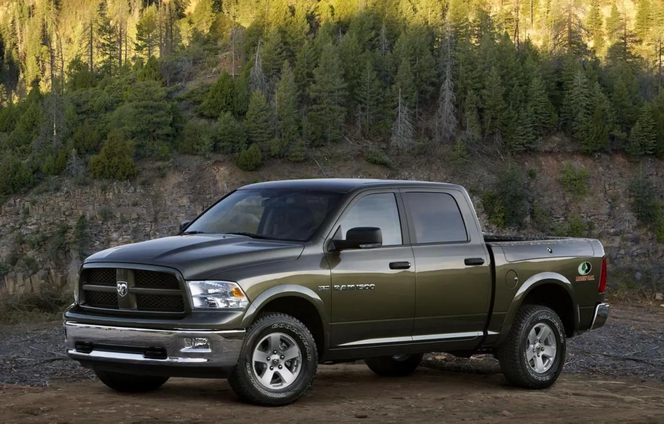 Photo wallpaper forest, trees, spruce, Dodge, 1500, Ram