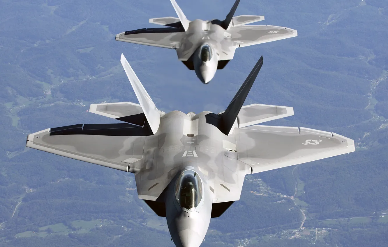 Photo wallpaper pair, the plane, F-22, Raptor