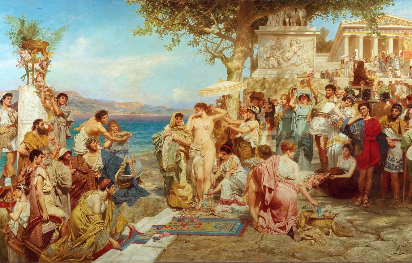 Photo wallpaper people, picture, Henri semiradzki, Phryne at the festival of Poseidon in Elefsina, Russian and Polish …