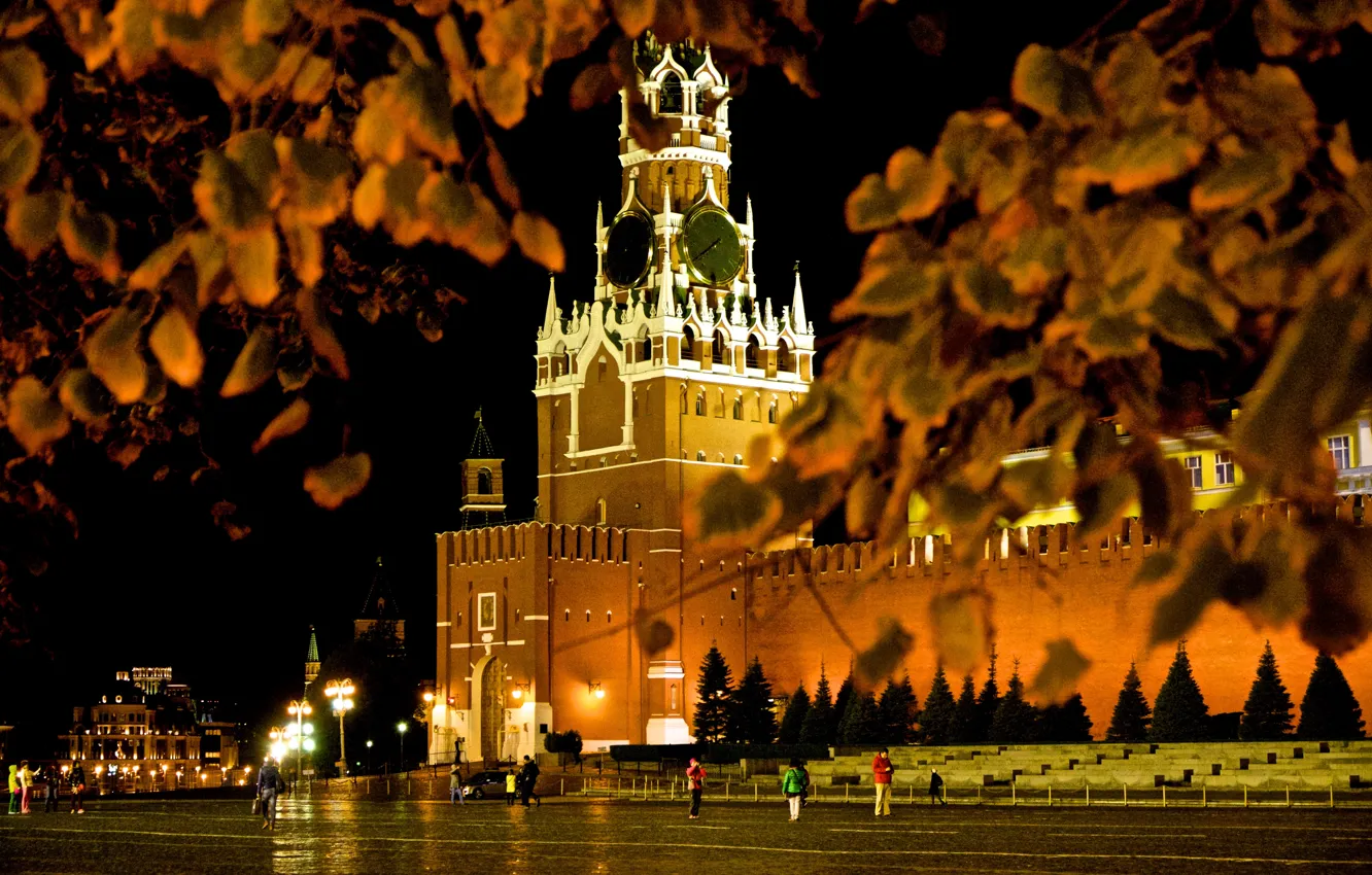 Photo wallpaper autumn, red, area, Moscow, beautiful, center, GUM