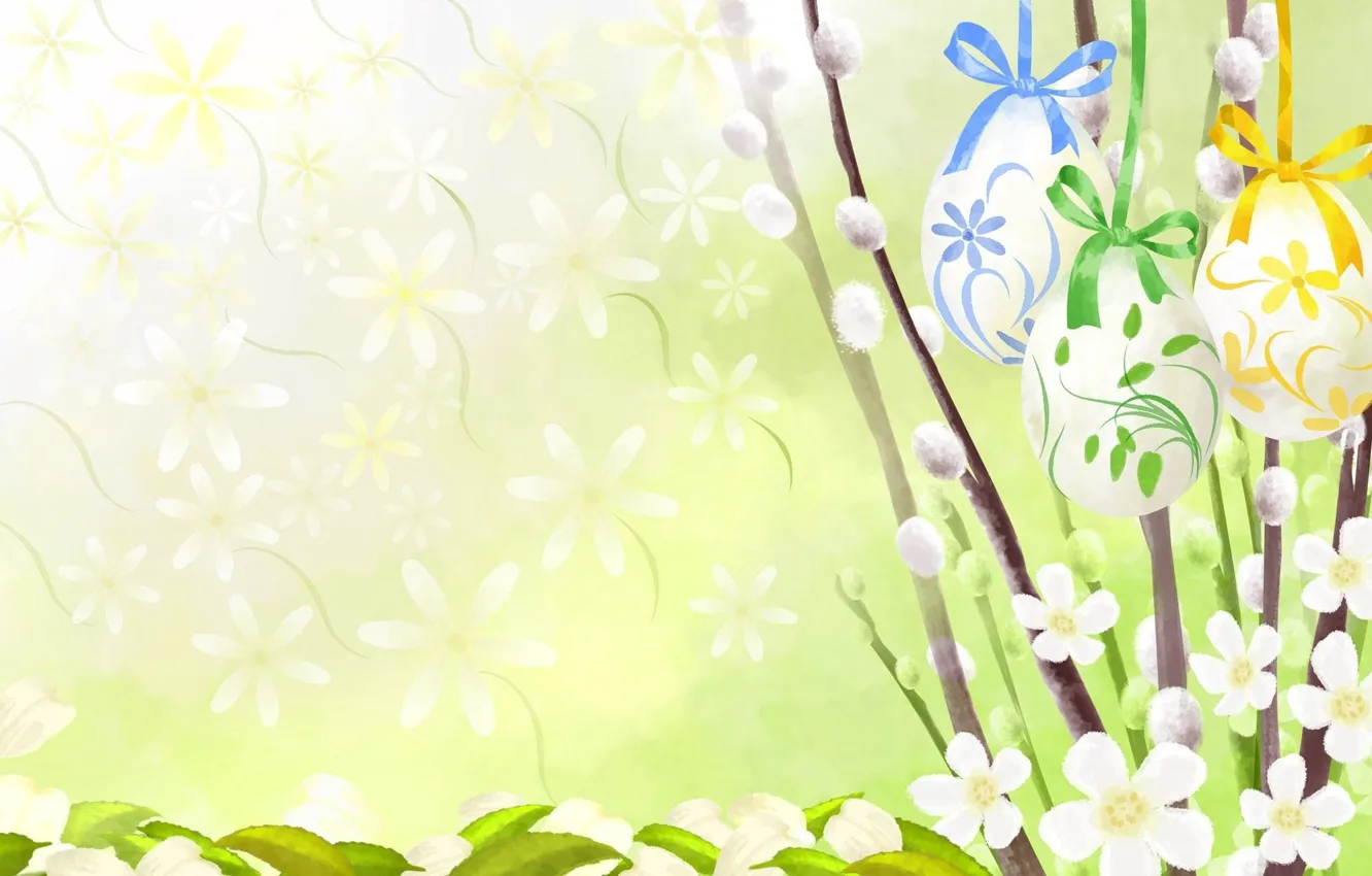 Photo wallpaper figure, Easter, Verba, eggs