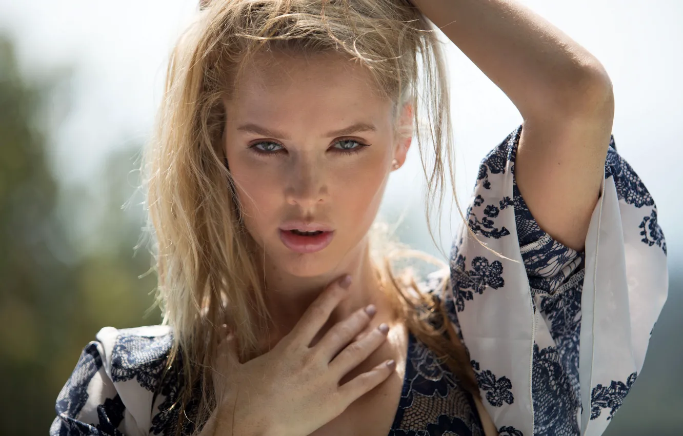 Photo wallpaper look, the sun, close-up, pose, model, portrait, playboy, makeup